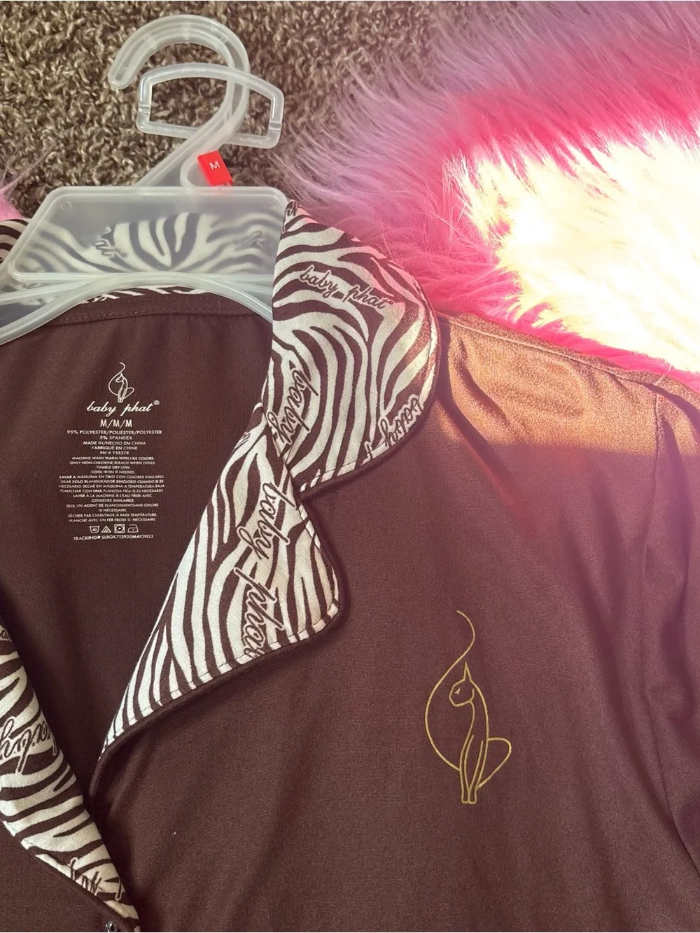 Baby Phat Brown Zebra Print 2 Piece Pajama Set Women’s Medium NWT